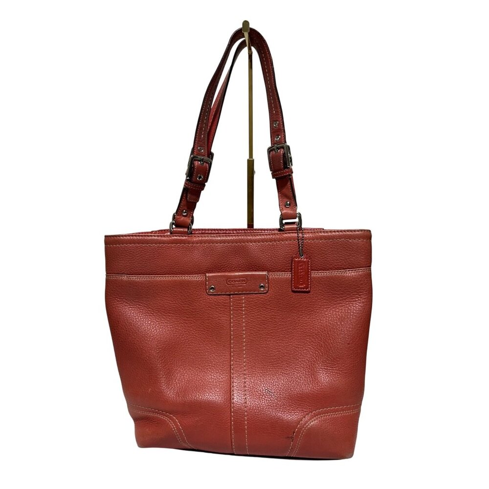 Coach Brick Red Pebbled Leather Tote